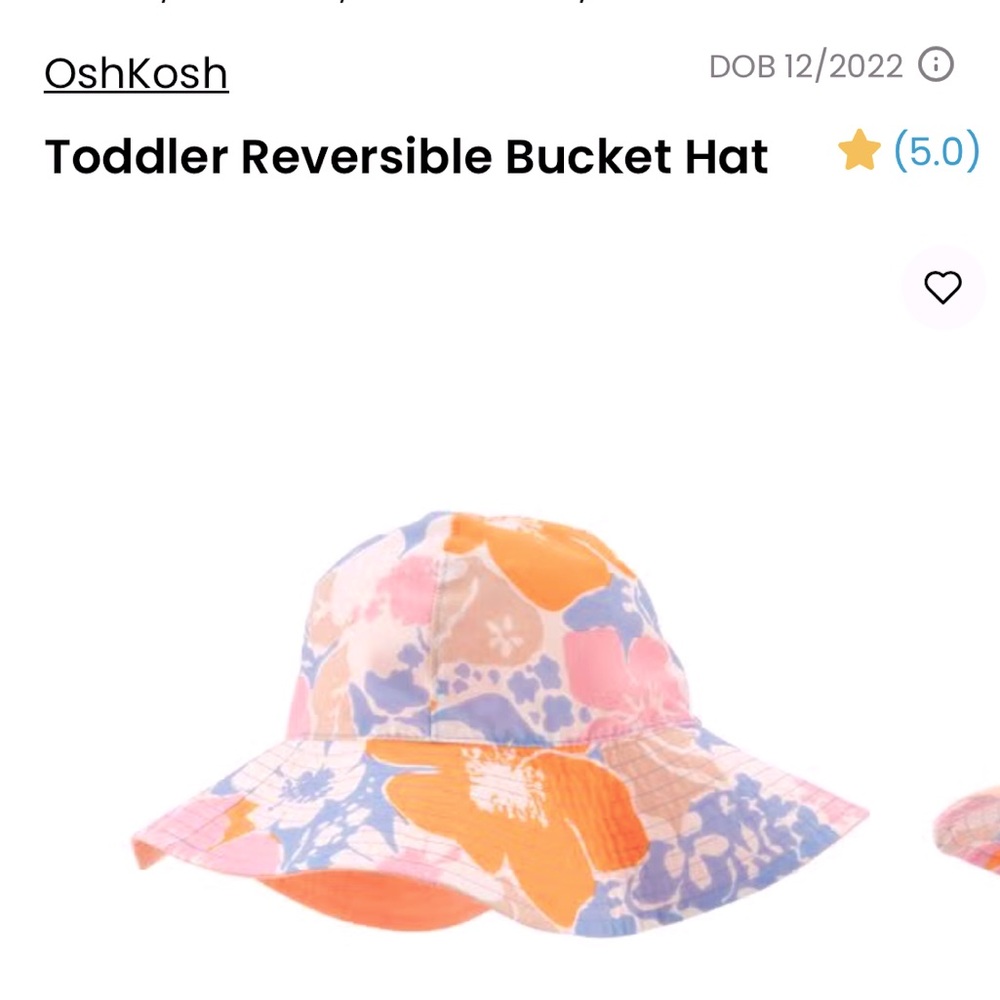Toddler reversible bucket hat